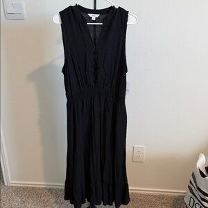 Croft & Barrow Black Sleeveless Midi Dress